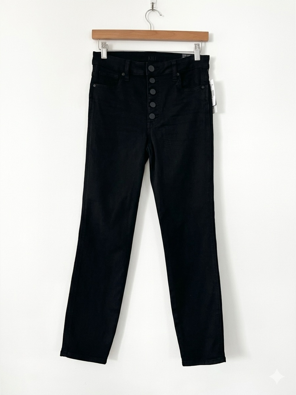 Kut from the Kloth Diana High Rise Ankle Slim Straight Button Fly Jeans Black 4